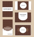 A set of elegant cards with a coffee and coffee pattern of coffee pots and cups. Vector illustration